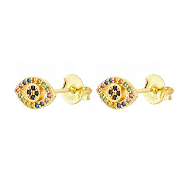 

2021 S925 sterling silver INS geometric rainbow gold eye stud earrings wholesale