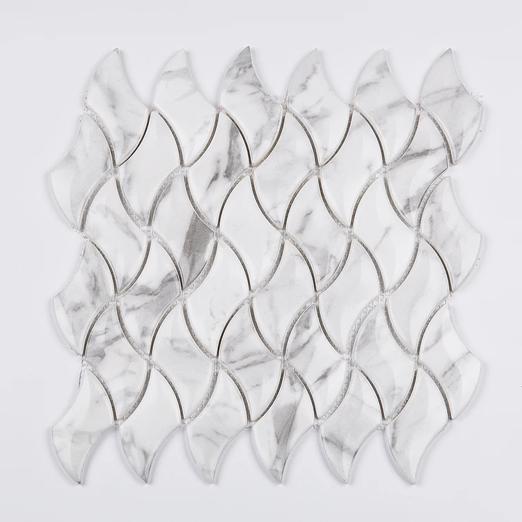 Moonight Elegant Design High-end Carrara Inkjet Recycled Glass Mosaic For Wall and Backsplash