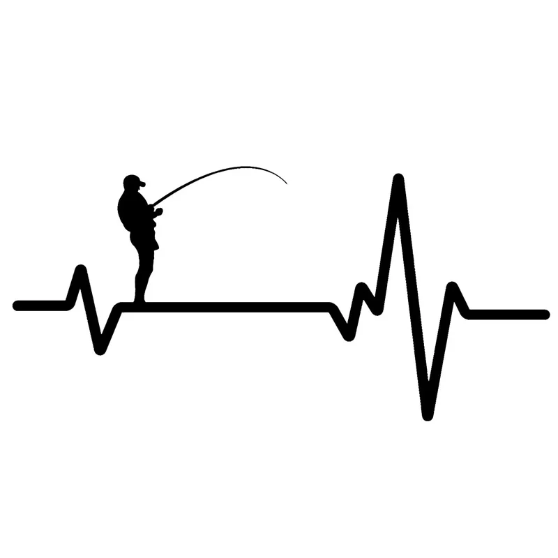 

16.5CM*7.8CM Fishing Car Sticker Deep Sea Man Heartbeat Vinyl Decal for Laptop/Motorcycle Helmet/Skateboard/refrigerator Sticker