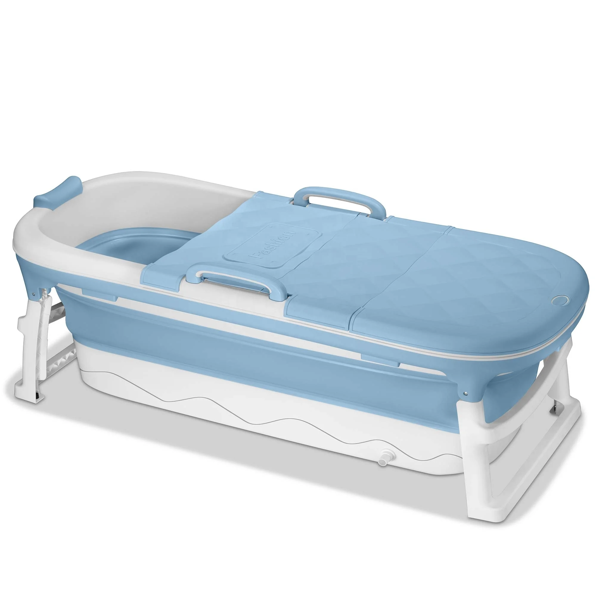 

Free shipping USA 115cm adult folding bathtub freestanding foldable bath tub, Blue