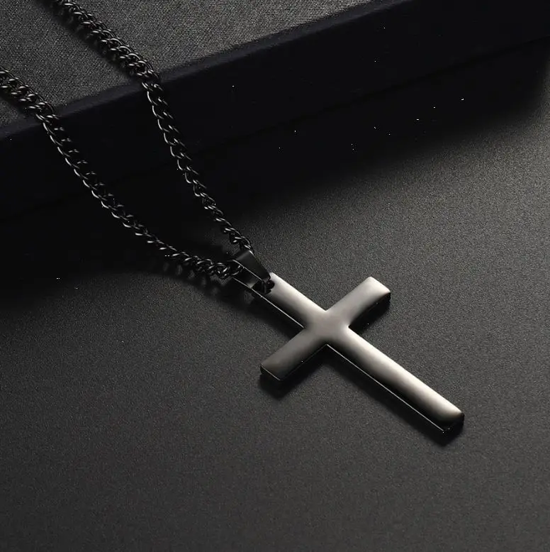 

New popular stainless steel cross necklace high quality sweater chain
