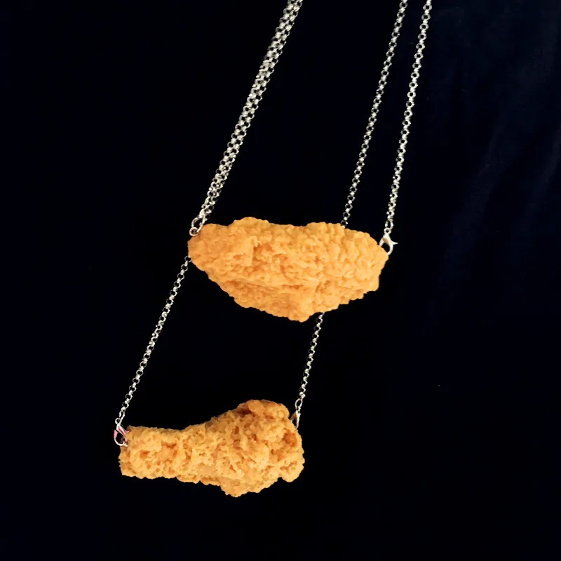 

New Personality Simulation Food Fried Chicken Wings Necklace Roasting String Necklace Disco Fun Lovers Jewelry, As pic shown