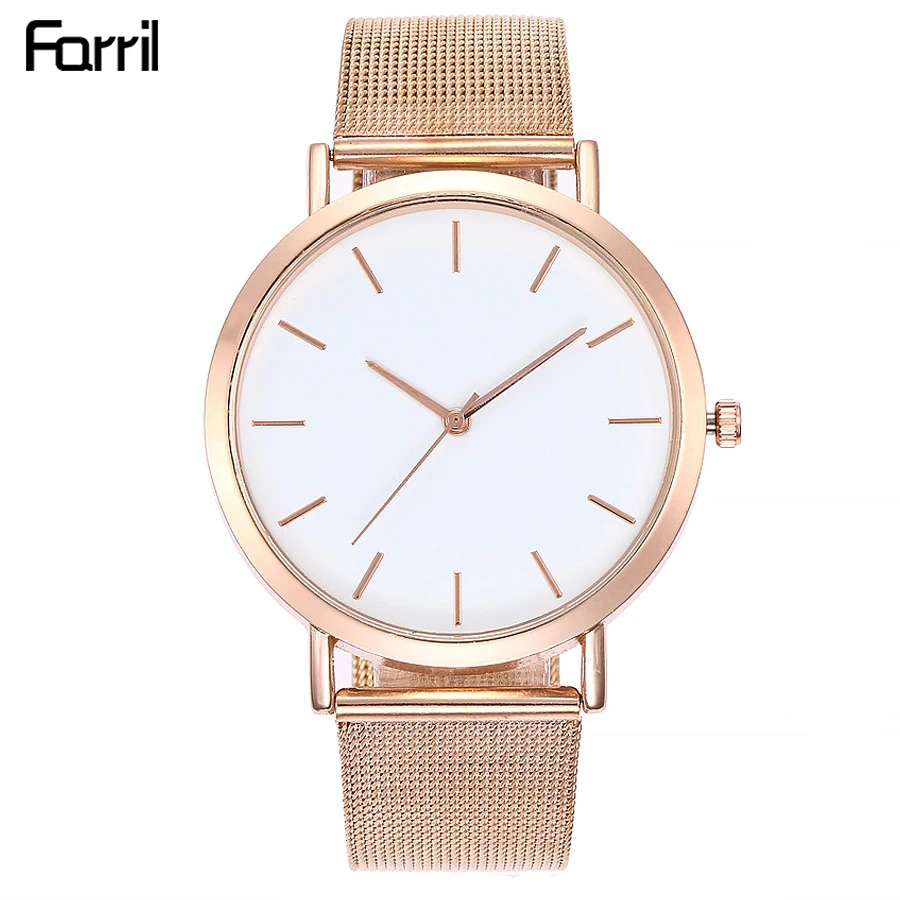 WT0009 Fashion Women's Watches Rose Gold Stainless Steel Quartz Wristwatch Dropshipping