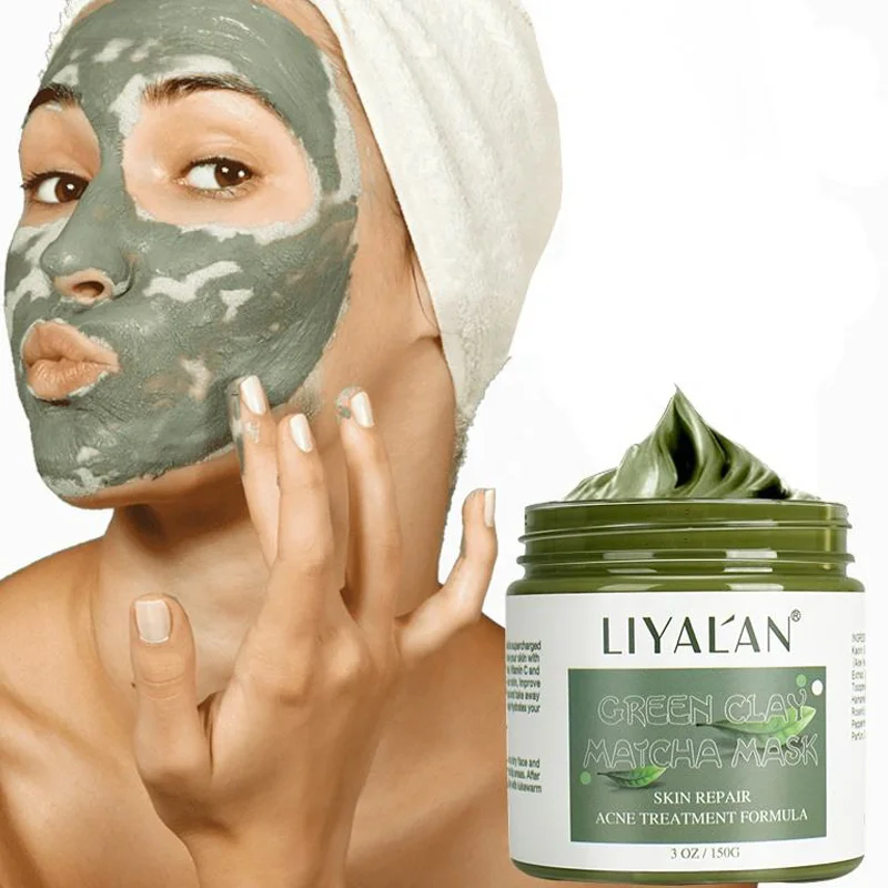 

Cosmetics Skincare Organic Vegan Herbal Deep Cleansing Pores Blackheads Anti Acne Face Green Tea Matcha Mud Clay Facial Mask