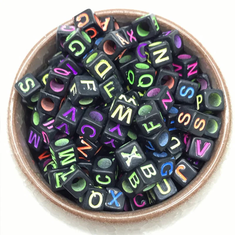 

100pcs  Mixed Letter Acrylic Beads Alphabet Digital Cube Loose Spacer Beads For Jewelry Making Handmade Diy Bracelet Necklace, Multiple styles