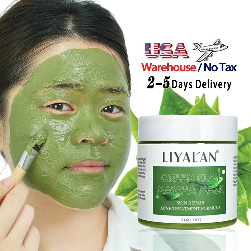 

Private Label Mascarillas Faciales Green Clay Moisturizing Cleansing Whitening Green Tea Facemask Matcha Mud Mask