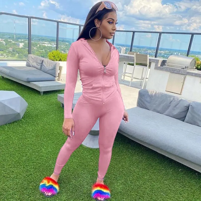 

Factory Supply Wholesale Clothes New 2021 Fall Hoodie Set Two Piece Pant Set Women Clothing Sexy, Picture