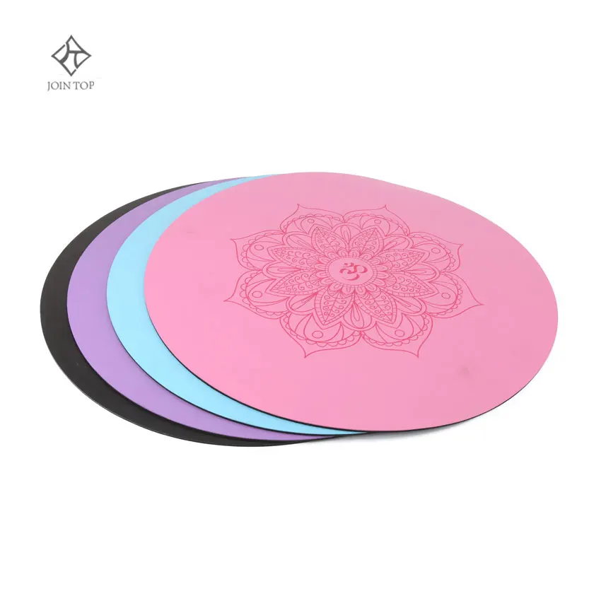 

Jointop Wholesale small round tpe pu natural rubber round yoga mat, Stock color or customized