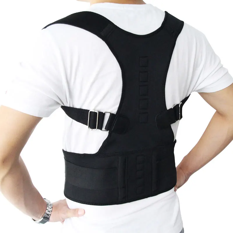 

TY Back support belt male and female adjustable magnetic posture corrector corset waist belt waist support straight corrector, Black / nude / white