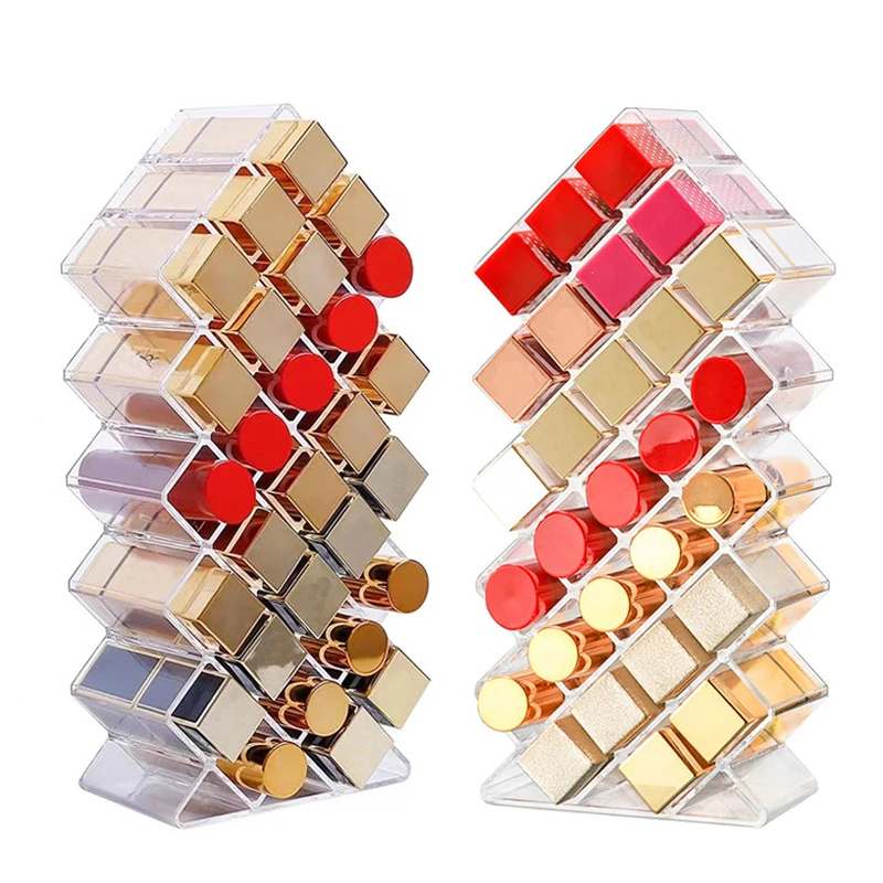 

28 Slots Lipstick Organizer 28 Spaces Clear Acrylic Lipgloss Holder Lip gloss Rack Shelf Display Stand Lipstick Storage Box