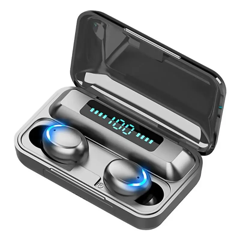 

2000ahm Charging Box Bth-F9-5 Tws Led Wireless BT Earbuds audifono f9-5c, Black/white