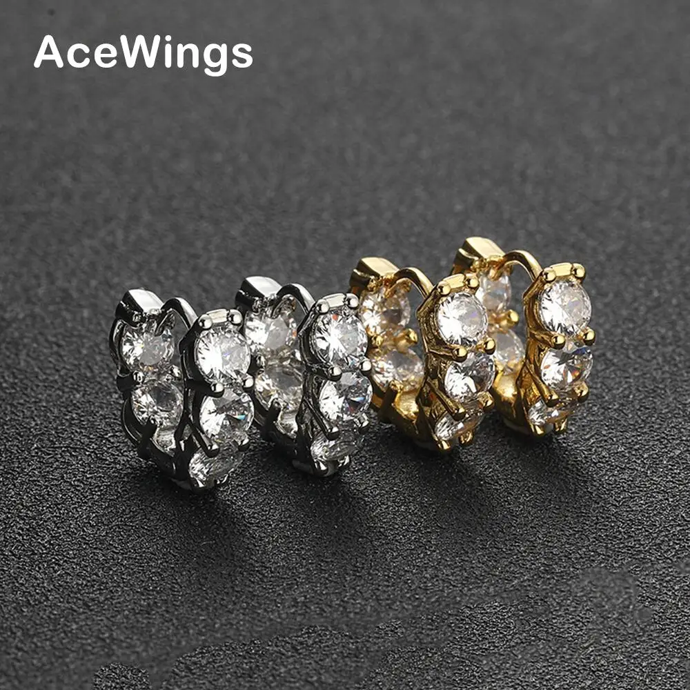 E080 Iced Out Brass CZ Earring Men and Women Hip Hop Jewelry for Gift