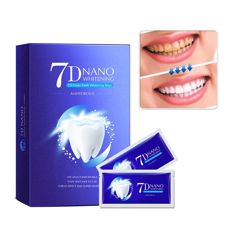 

7D Hot-sale Teeth Whitening Strips Gel Dental Bleaching Tooth Whiten Strips Care Oral Hygiene Private Label whitening strips gel