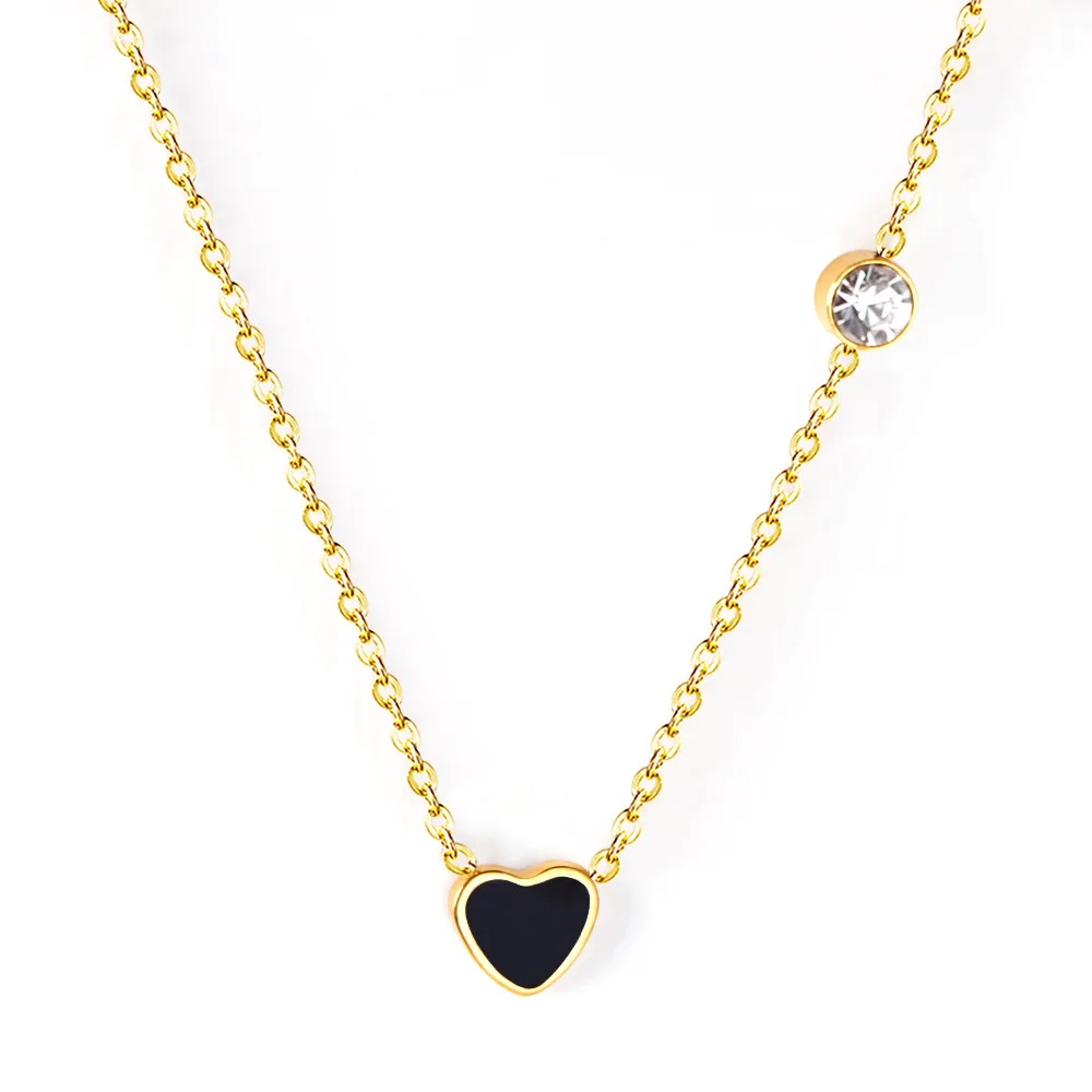 

cute personality colorful oil heart pendant stainless steel lovers necklace