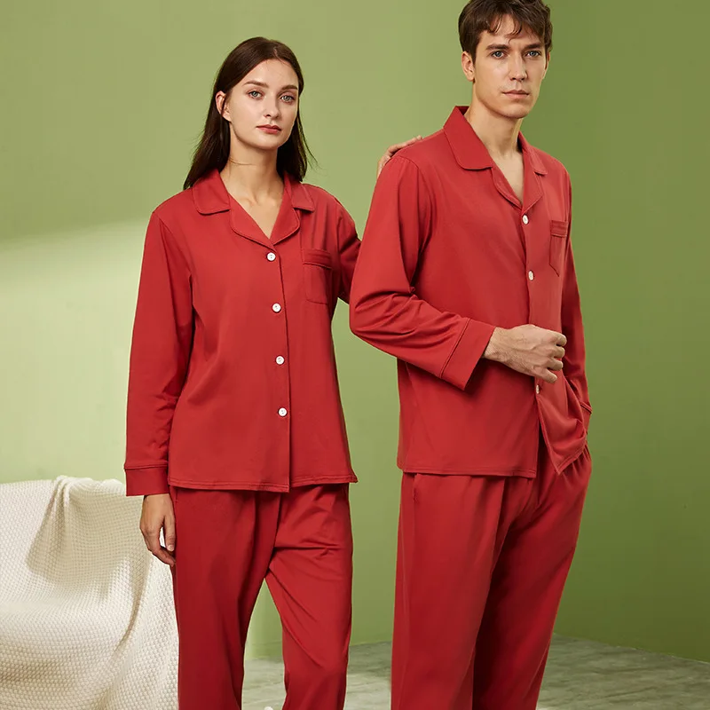 

2021 Cotton Pyjamas women Long Sleeve Sexy Couple Pajamas Set Cotton Sleepwear couples christmas pajamas