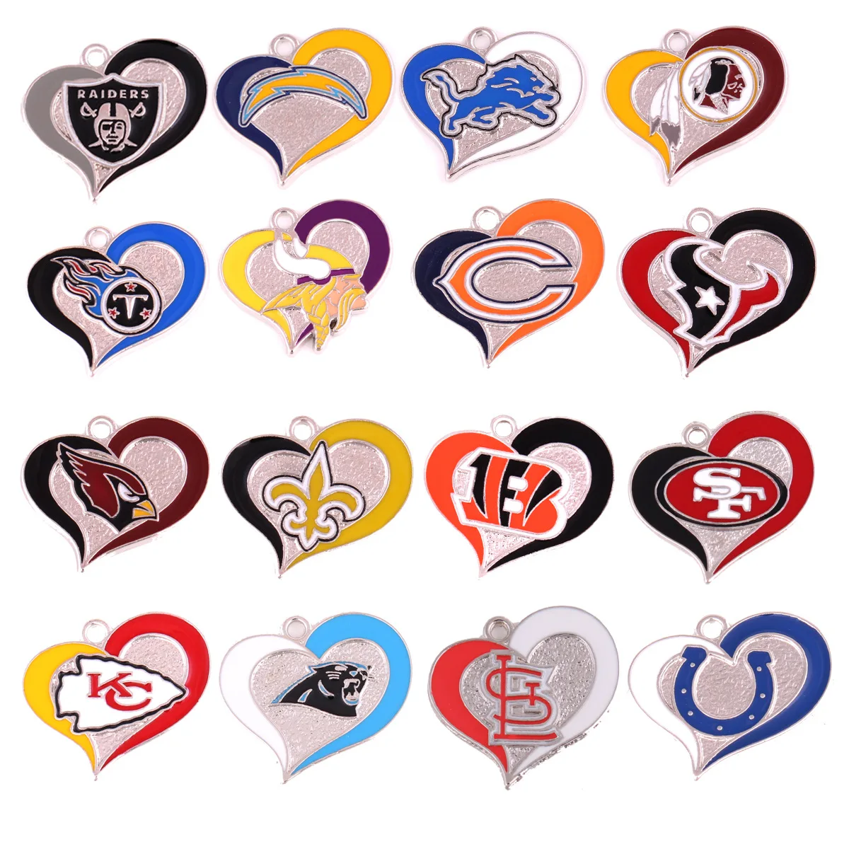 fashion mixed design Sports style American football Jewelry heart-shaped super team pendant 32 Team logo Pendant