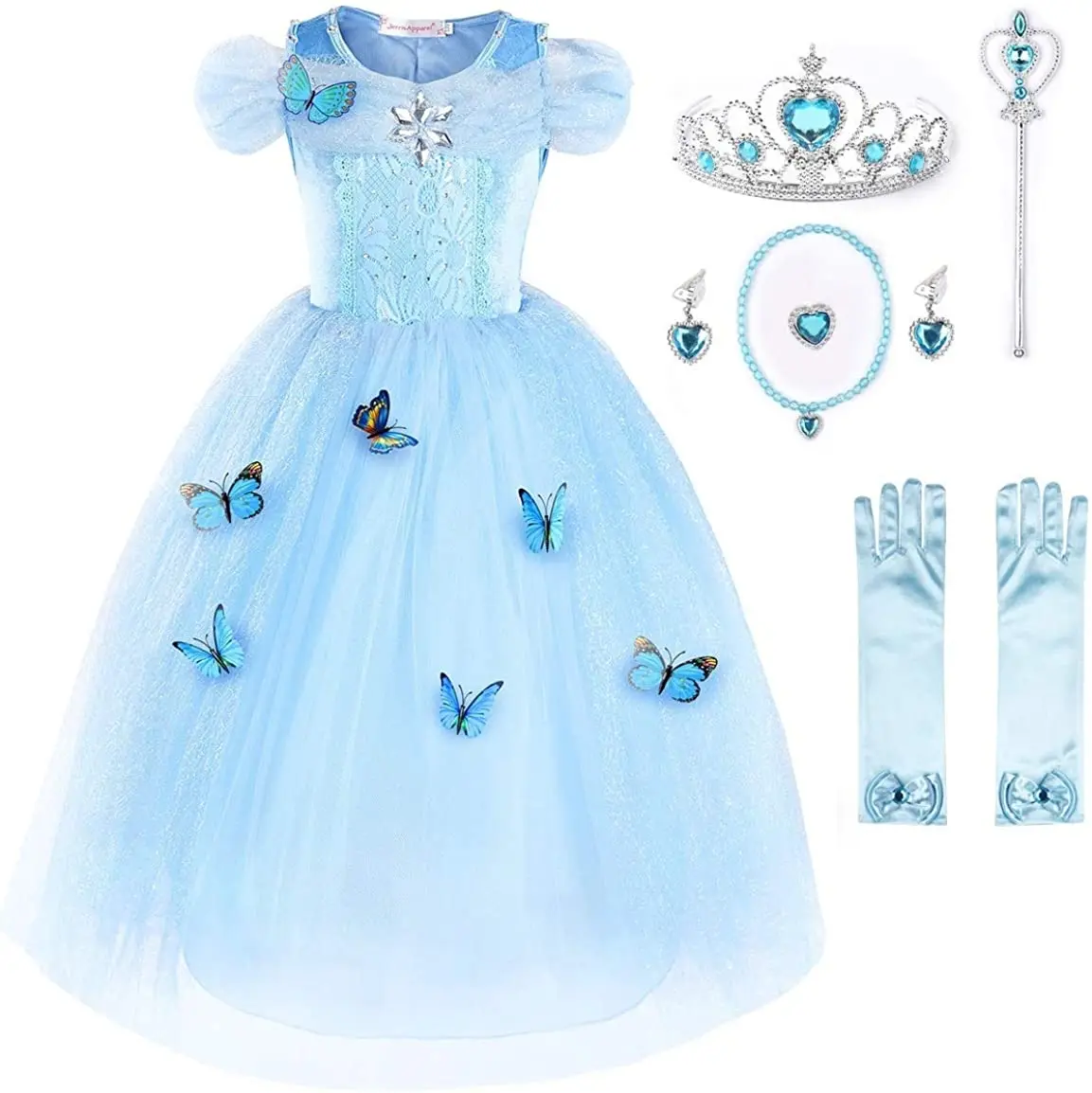 

Girls Princess Costume Butterfly Halloween Birthday Party Dress