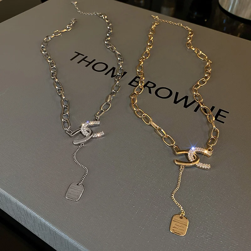 

fashion trendy pendant chain crystal c necklace