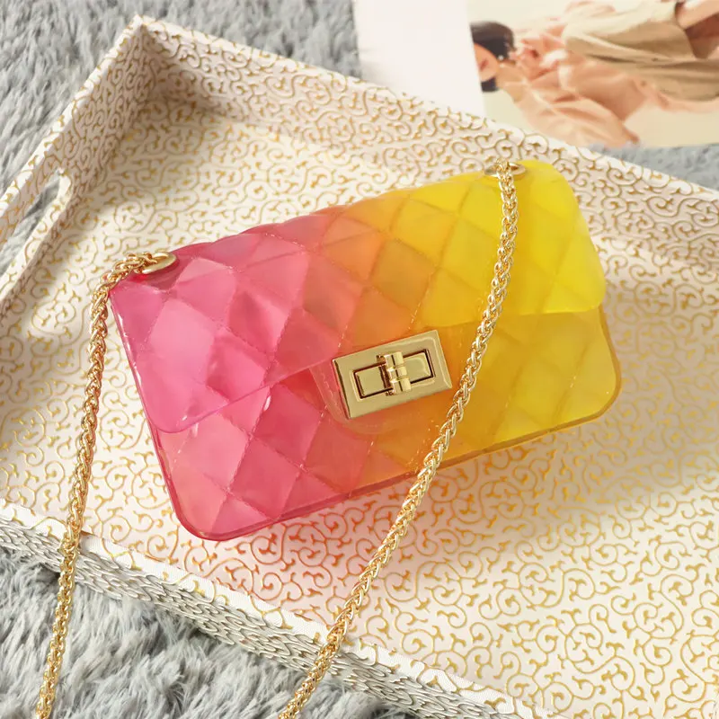 

Wholesale factory silicone rainbow jelly purse women lattice transparent cute colorful jelly purse for girls, Colors