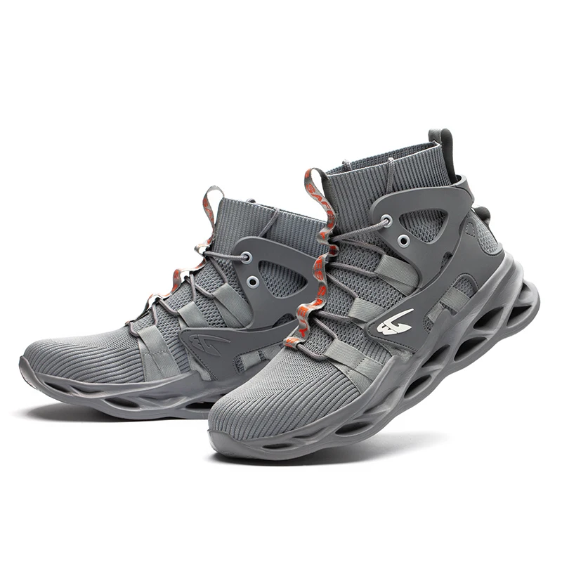 

2020 professional manufacture of men's portable rubber soled anti slip safety boots, Grey