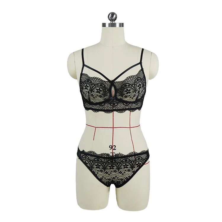 

Plus size sexy lace cross lace holloway underwear, Black