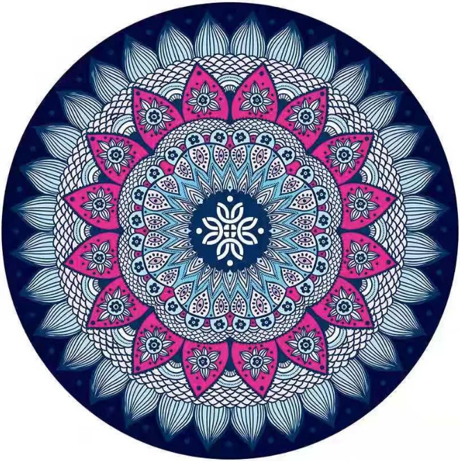 

Wholesale Eco Friendly Natural Fiber Rubber Suede Decorative Yoga Mat/Custom Print PU Non-Slip Circle Yoga Meditatio Mat