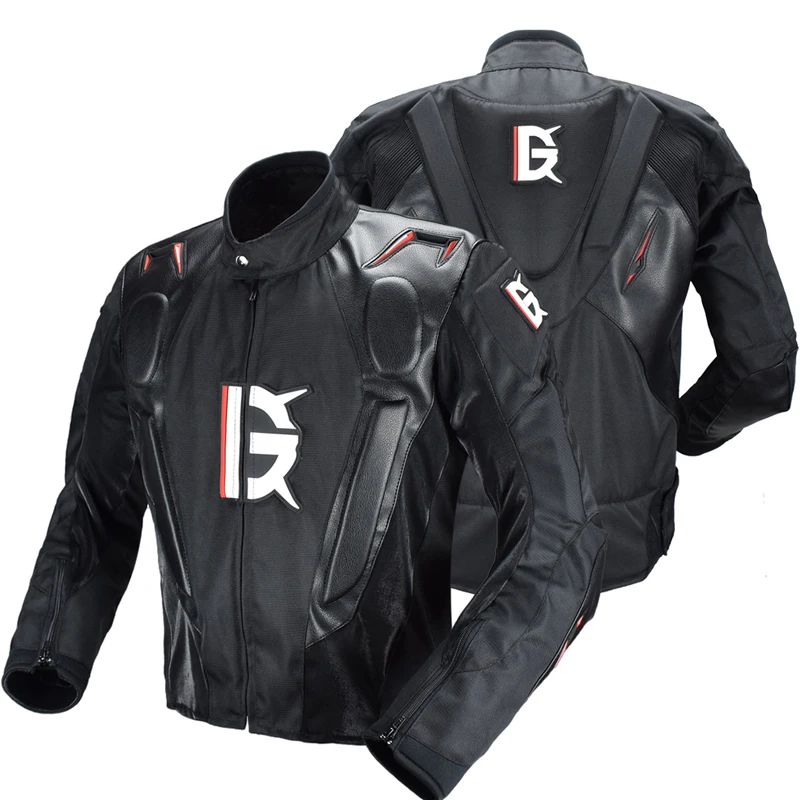 

Ghost Leather Motorbike Motocross Motorcycle Racing Protective Jacket Suit Riding Clothing for protective armored clothing, Black