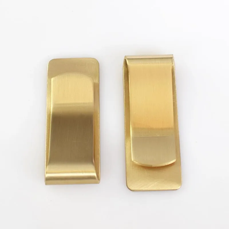 

Meetee Ap075 52*20 Mm Thick Leather Craft Buckle Brushed Finish Men And Women Brass Banknote Change Bill Holder, Gold