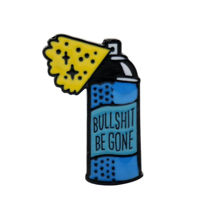 

Cartoon Blue Bottle Bullshit Be Gone Cleaner Nonsense Remove Spray Enamel Pin for Coat Badge Friends Gifts