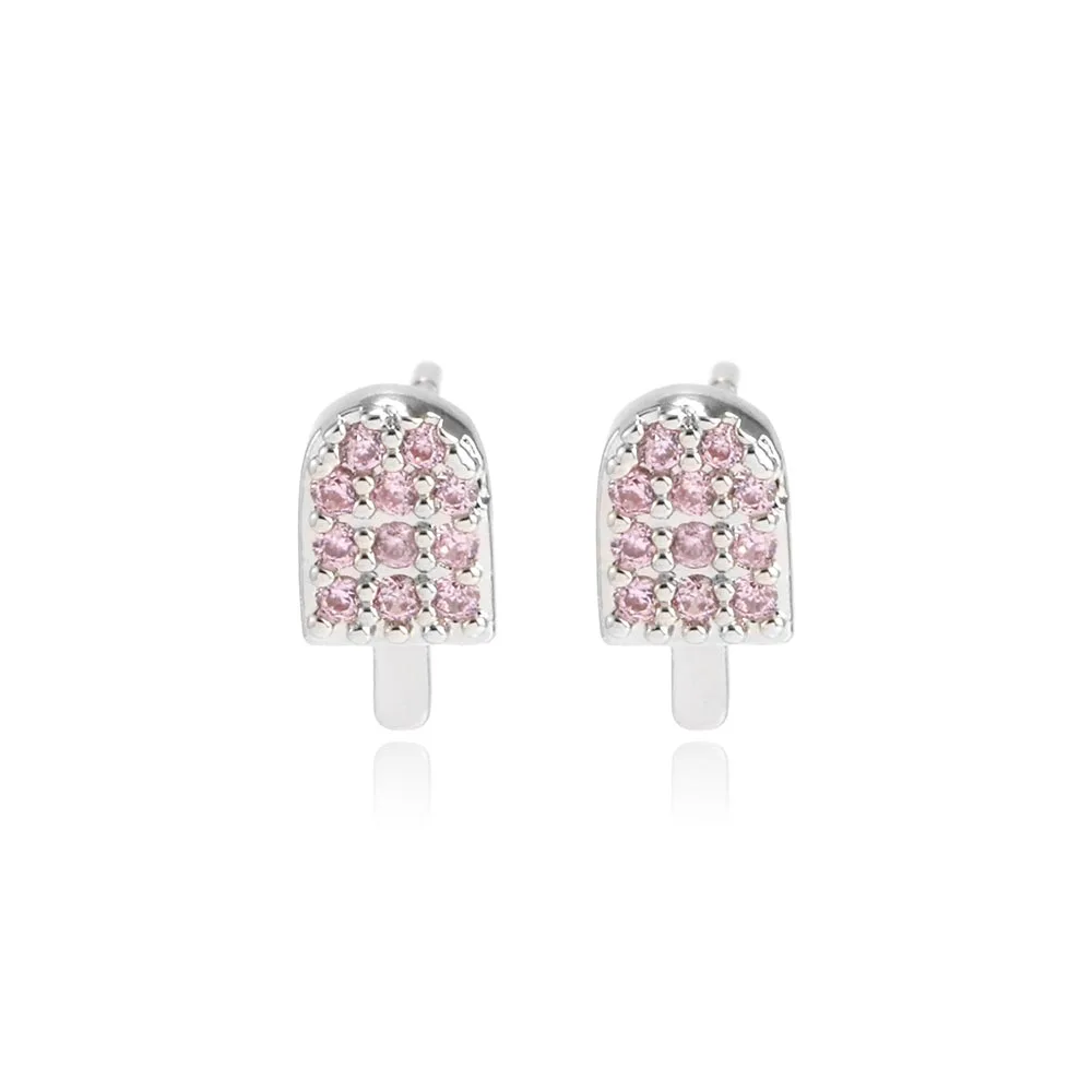 

18k gold earrings ice cream cute stud earrings, Golden