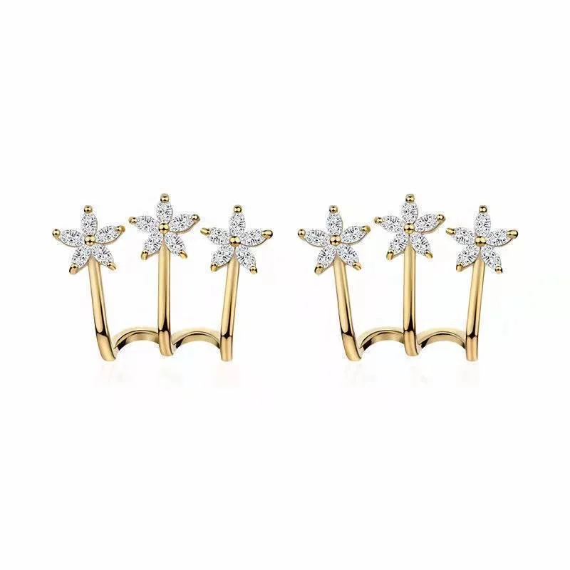 

Simple Lovely Fashion Claw Earning Cuff For Women Elegant Versatile Ear Cuffs Study Eagles Set With Zircon Earrings, Silver gold