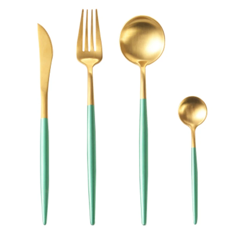 
Colourful wedding flatware,stainless steel matte silver gold cutlery set for party 