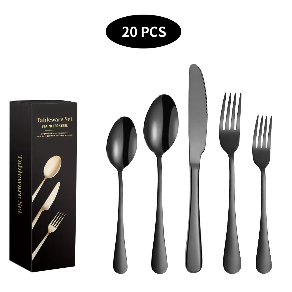 

Food Grade Flatware 430 Stainless Steel Silverware 1010 Cubiertos Gold Cutlery Set