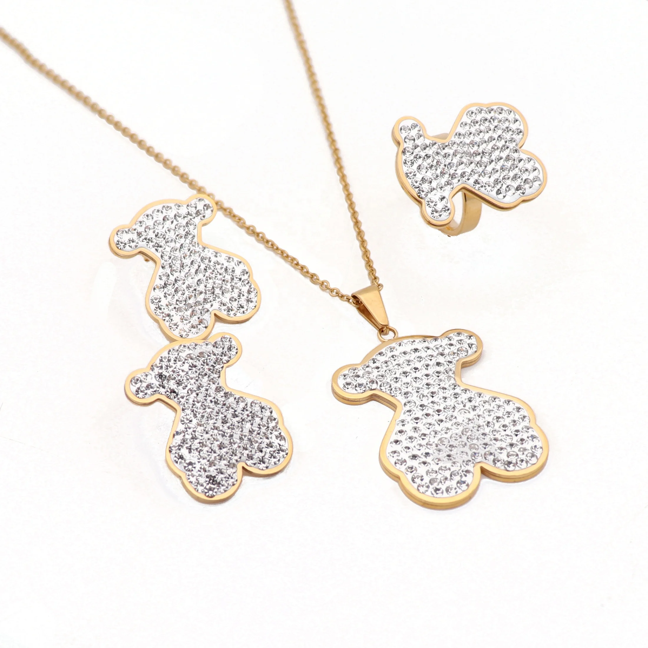 

Lovely Cute Girl Necklace Earrings 18K Gold Plated Dubai Jewelry Sets Pendant Set Jewelry Women