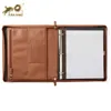 Custom Ring Binder PU Leather Portfolio Document Folder With Zipper Pocket