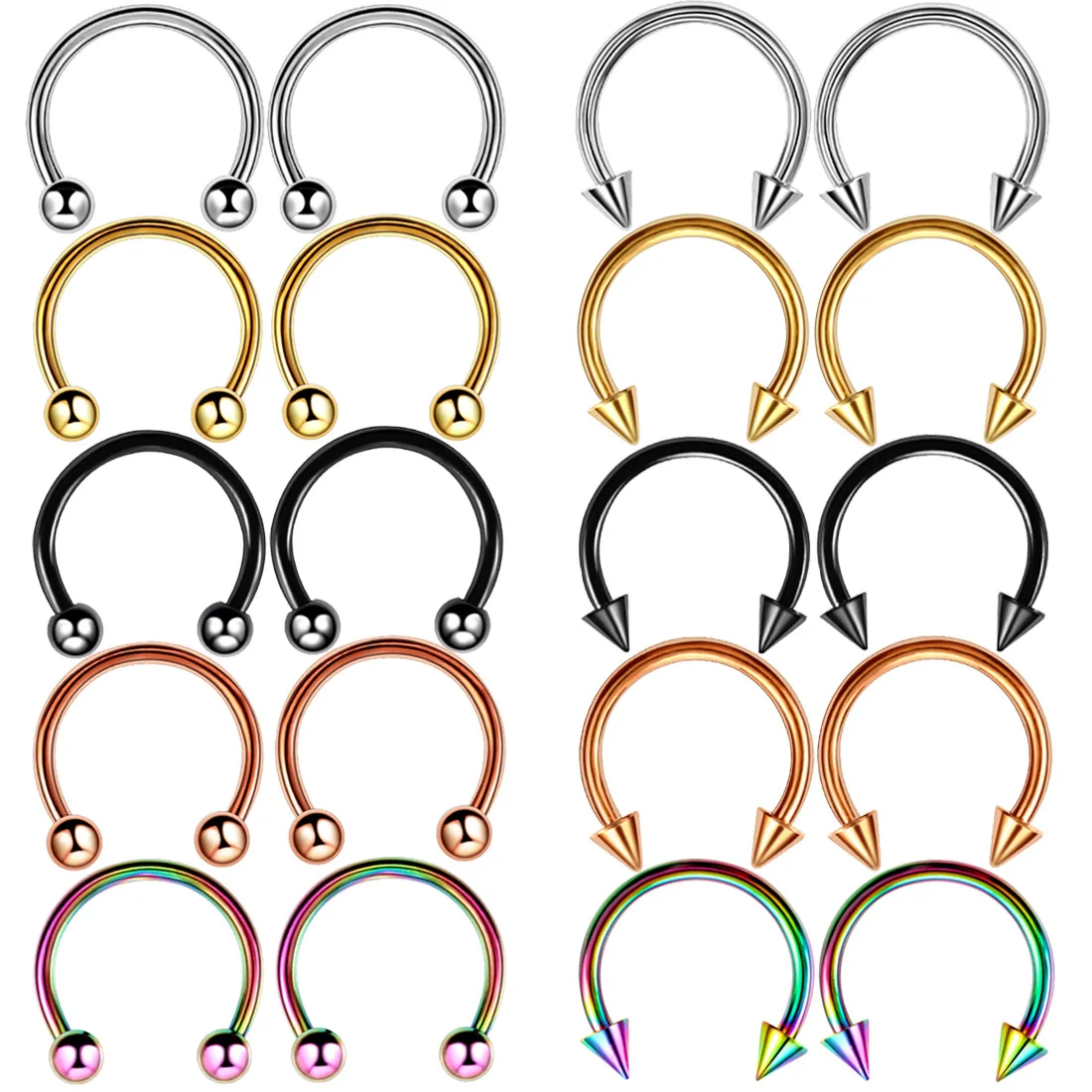 

SUNRAIN Nose Septum Ring Nose Horseshoe Ring 316L Stainless Steel Circular Piercing Tragus Ear Cartilage Body Jewelry Piercing, Gold ,silver,rose gold