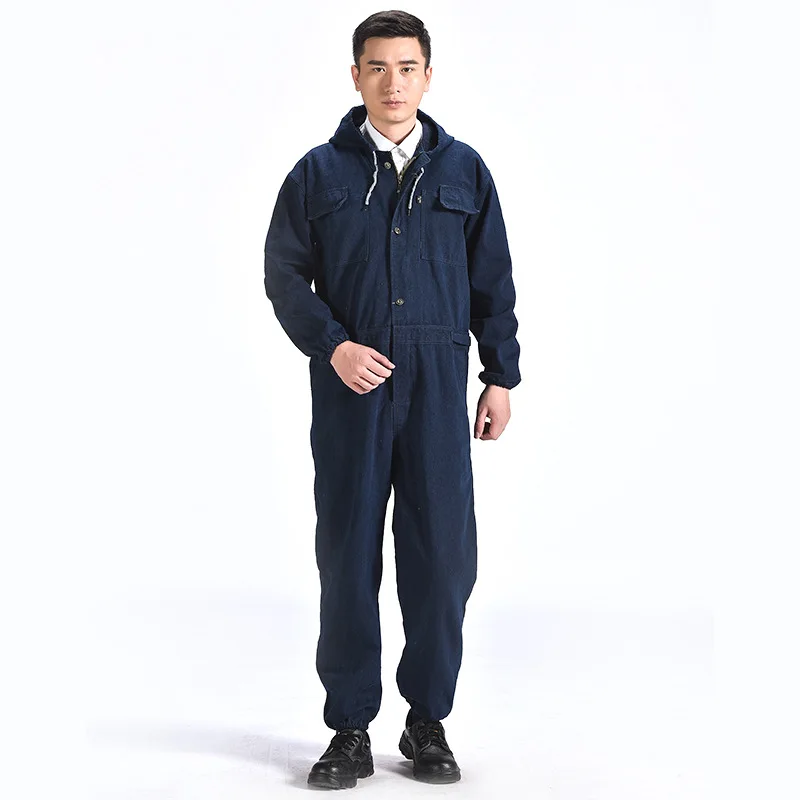 

Free Shipping Warm Denim Labor Overalls Trousers Men Women Windproof Antifouling Jumpsuit Pants Cargo Pants