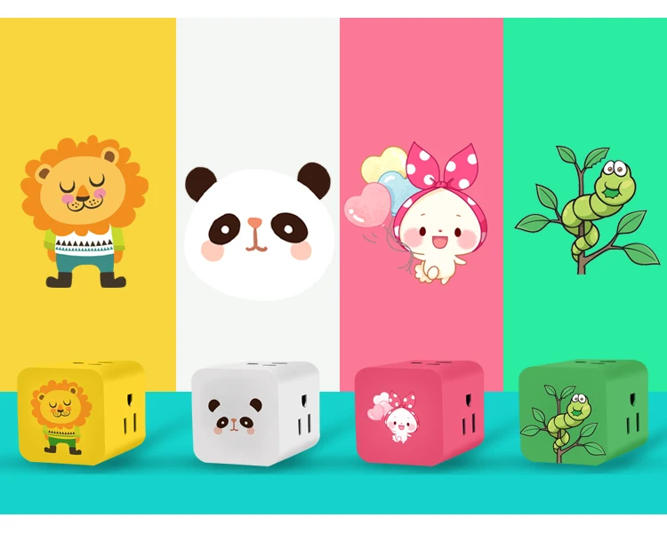 Extension multi 4 socket and 2 usb port usa cube square outlet usb 3-pin power strip adapter socket with cord