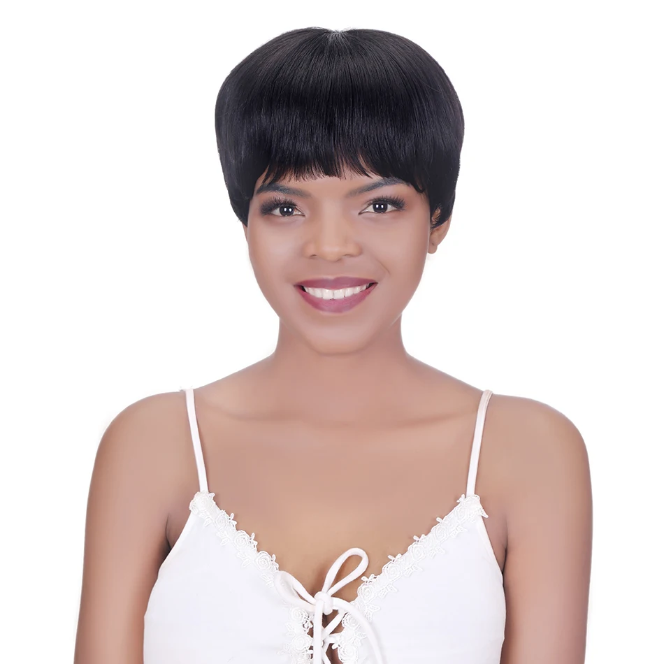 

Wholesale Cheap Wig Vendor 100% Brazilian Virgin Human Hair Wigs Natural Straight Short Pixie Cut Bob Wig for Black Women