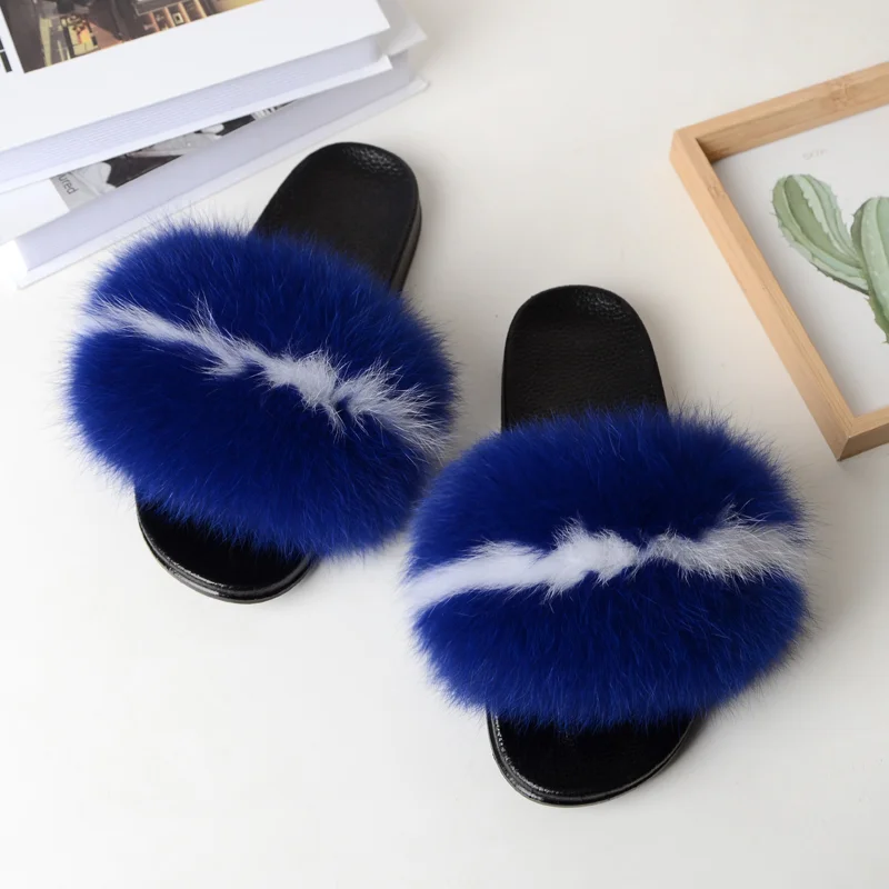 

solid color fuzzy slippers women indoor winter home fur shoes slippers for women, Customized color