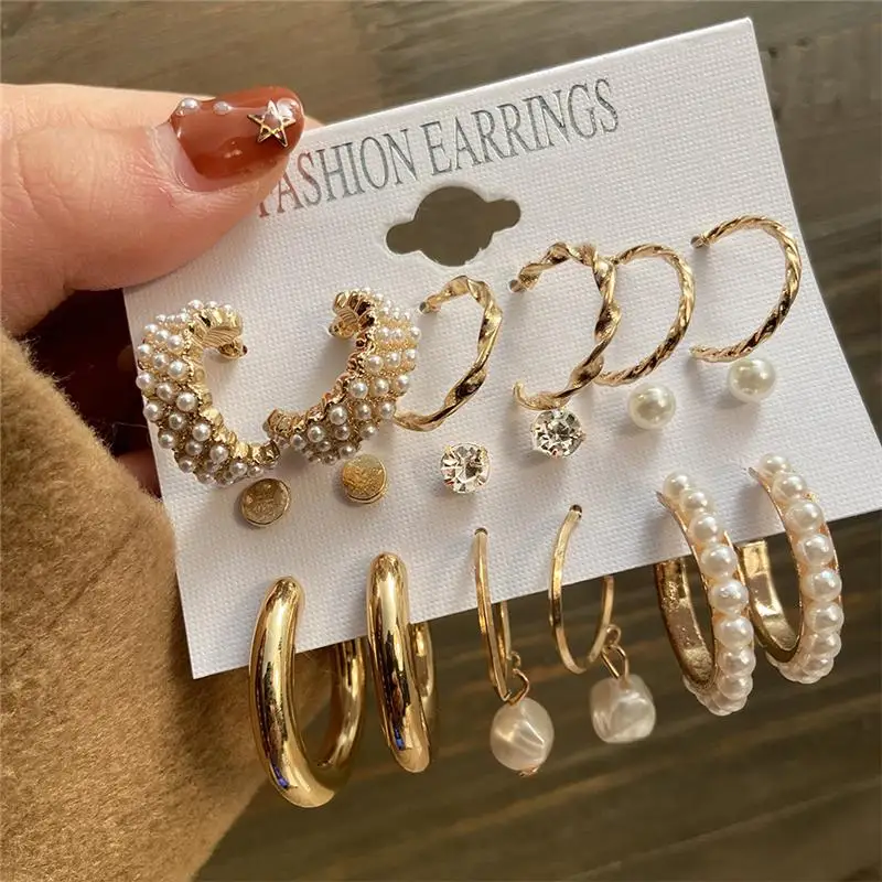 

Hot Selling Hoop Gold Earrings Circle earring stud set Trendy earring sets for women jewelry