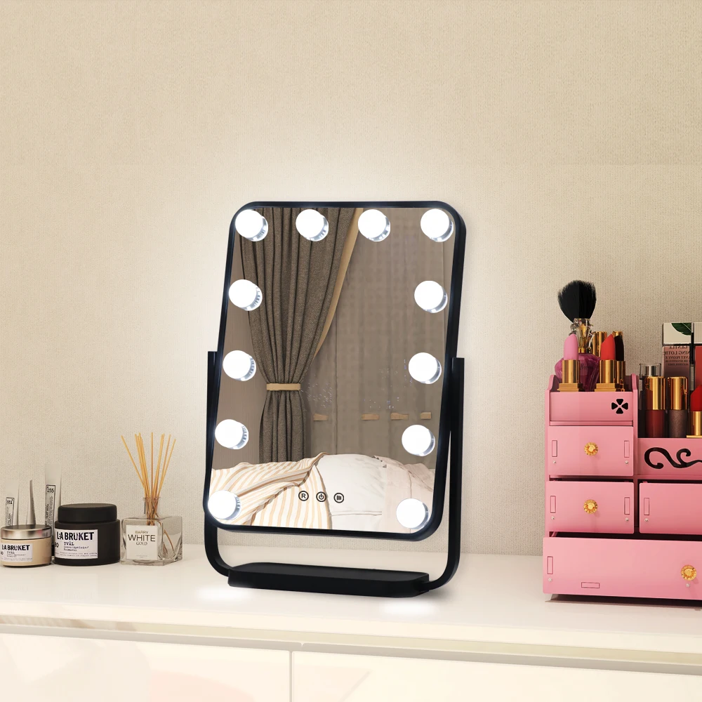

LED light cosmetic table vanity hollywood makeup mirror with Iron base
