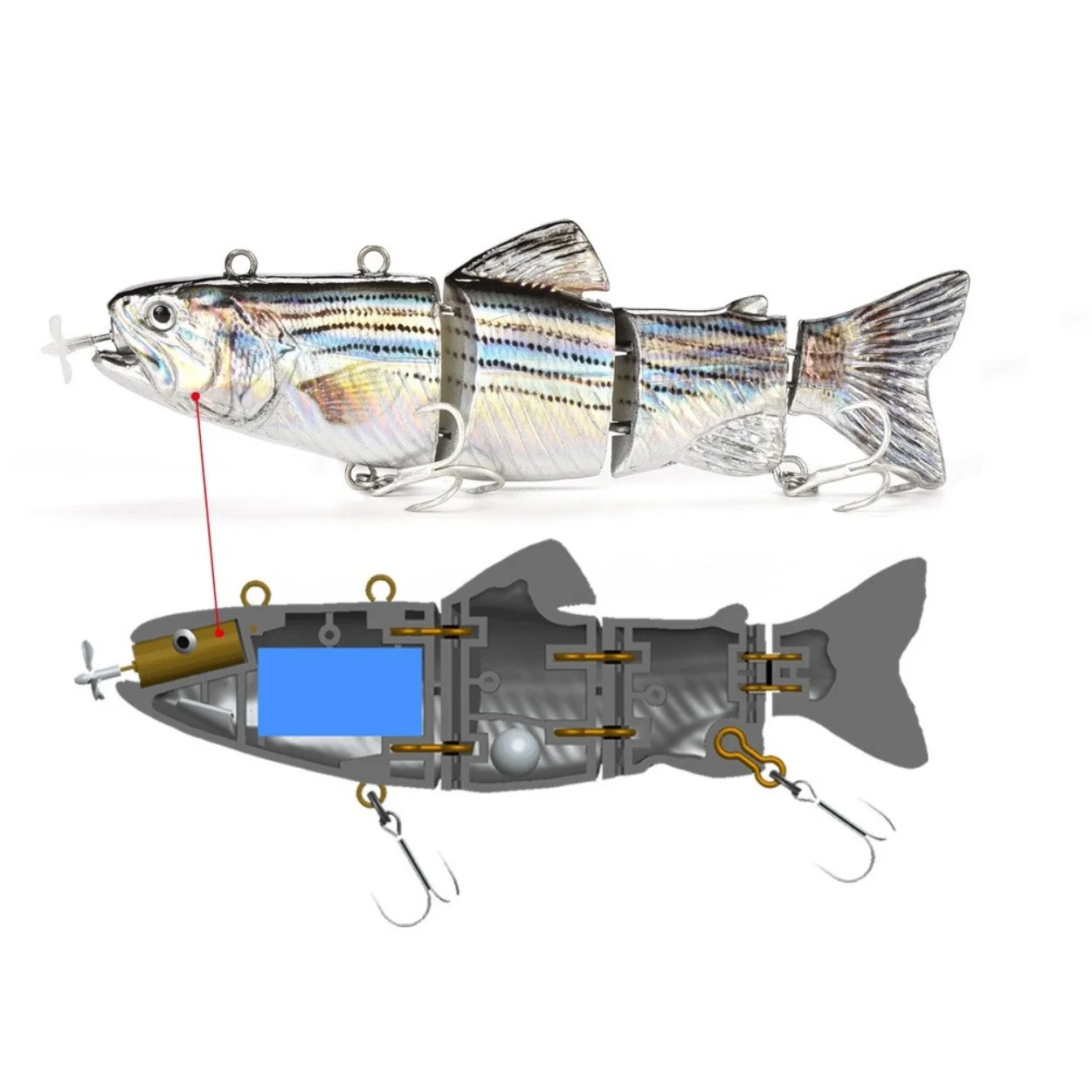 

2020 Hot Sale 130mm 35g Automatic Robotic Fishing Lures USB Charge Bait Electric Swimming Fishing Lure, 4 colors