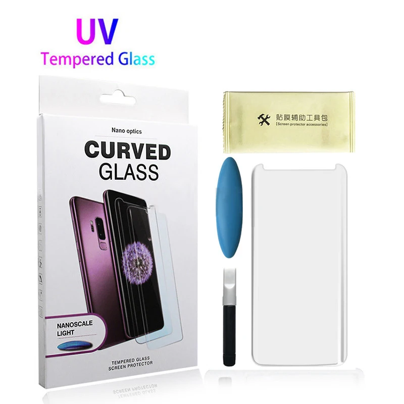 

UV Nano Liquid Full Glue Tempered Glass For Samsung S8 S9 S10 S20 S21 FE Ultra Plus Note 10 20 Screen Protector Glass, Clear