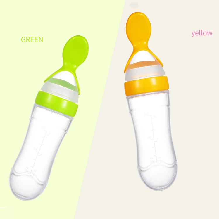 

100% Food Grade Silicone Squeeze Dispensing Spoon Baby Feeder Bottle