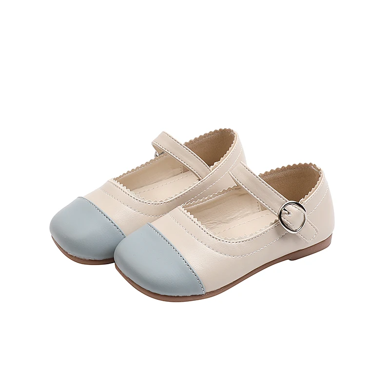 

New Design girls Soft School flats shoes Children Dance Ballet Leather Shoes, Blue/khaki/black