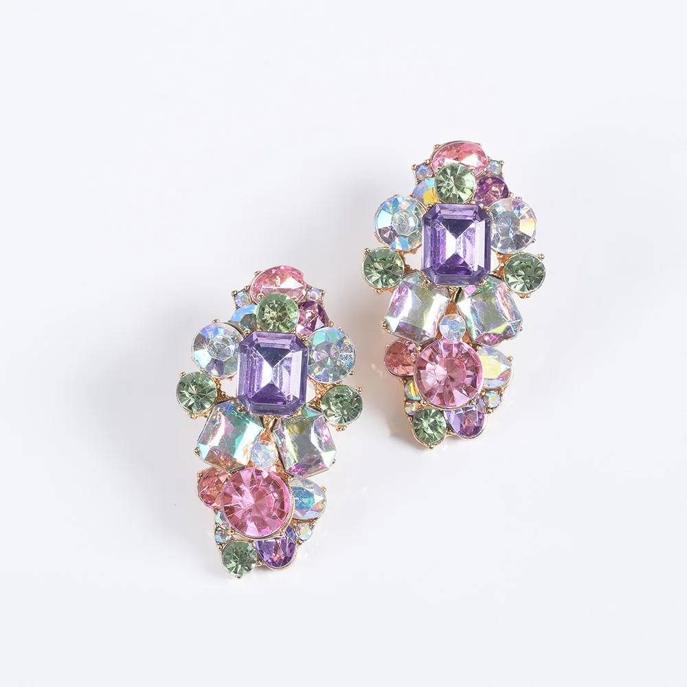 

NEW Vintage Geometric Crystal Drop Earrings For Women Fashion Statement Rhinestone Jewelry Stud Earrings