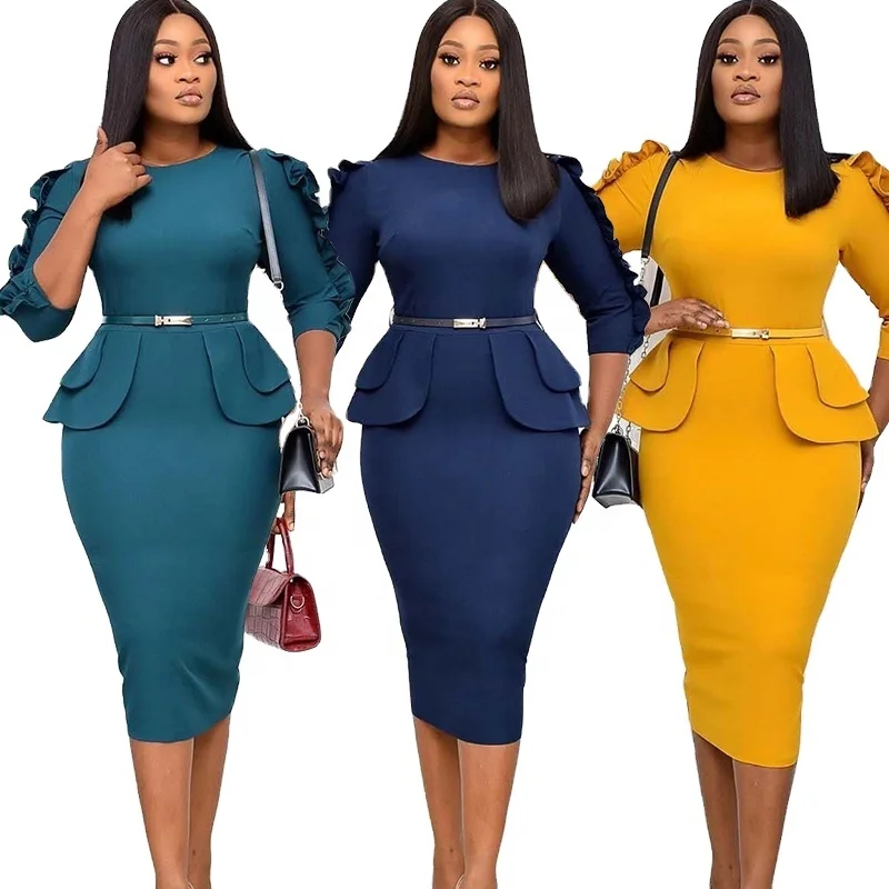 

Cyalaa  O-Neck Pleated Bodycon Dresses Sexy turkey Africa Fashion Hot Salle Church Office Women Wear Clothings