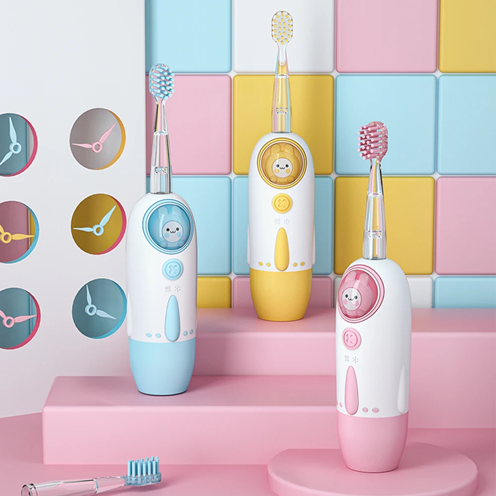 

Kids Sonic Electric Toothbrush Automatic Tooth Brush 360 Degree Vibrating Battery Powered LED Light Toothbrush, Pink, blue,yellow