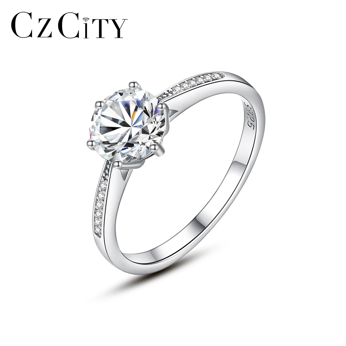 

CZCITY Matching Jewelry Woman Accessory 2021 New Trendy Classic Lady Finger Moissanite Wedding Ring